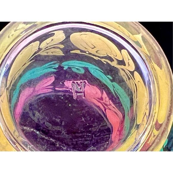 HAZEL ATLAS Tumblers Apple Fruit Decor Pastel Colors Pink Green Yellow Set of Tw - Picture 6 of 8